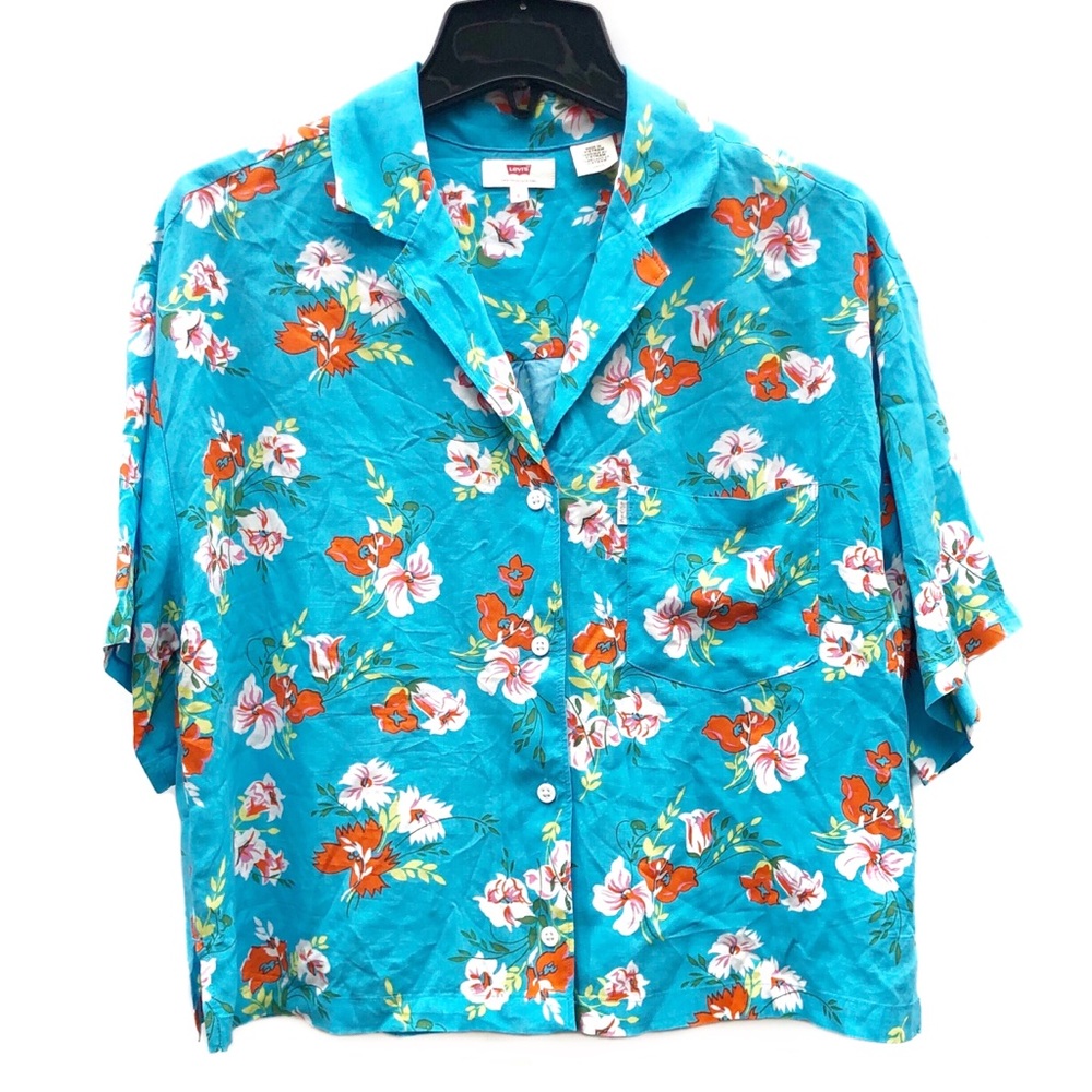 Levi's Boho Retro Short Sleeve Button Down Shirt Casual Blouse Top EUC S